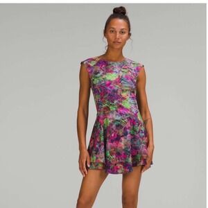 Lululemon Everlux Mesh Back Tennis Dress Vivid Floral Size 0 Pickleball Golf